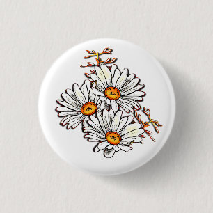Vintage Daisy Wildblumen Niedlich White Friendship Button