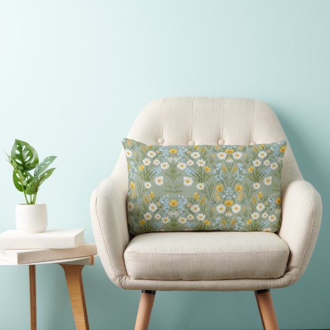 Vintage-Daisy-Wildflower-Damask-Muster Lendenkissen (Stuhl )