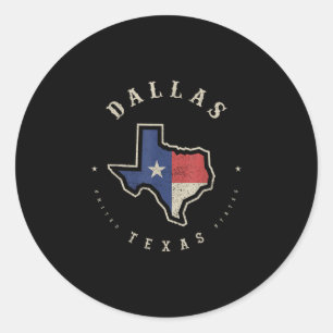Vintage Dallas Texas Staatsflagge Karte Souvenir G Runder Aufkleber