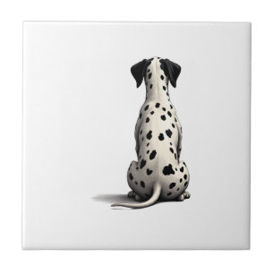 Vintage-Dalmatiner-Hund von hinten Illustration Mi Fliese