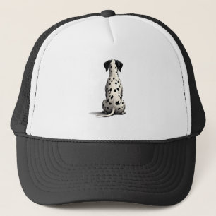 Vintage-Dalmatiner-Hund von hinten Illustration Mi Truckerkappe