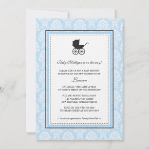 Vintage Damask Baby Carriage Baby Dusche Einladung