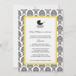 Vintage Damask Baby Carriage Baby Dusche Einladung