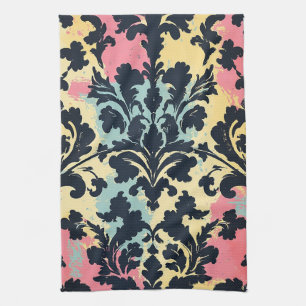 Vintage Damask-Blütenmuster Geschirrtuch