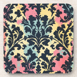 Vintage Damask-Blütenmuster Getränkeuntersetzer