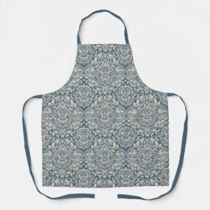 Vintage Damask Brocade Geblüht auf Blue Schürze