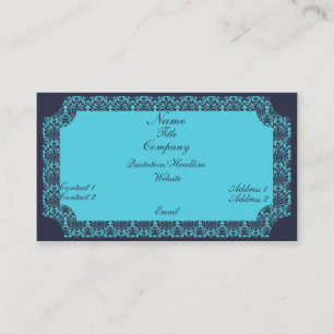 Vintage Damask Business Card, blau Visitenkarte
