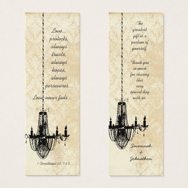 Vintage Damask Candelier Wedding Tags (Vorne & Hinten)