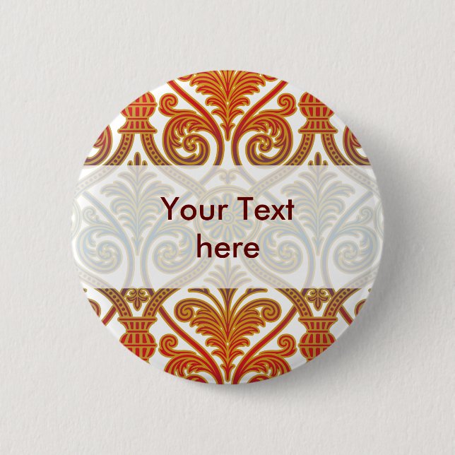 Vintage Damask Contour-Tapete - blau violett Button (Vorderseite)