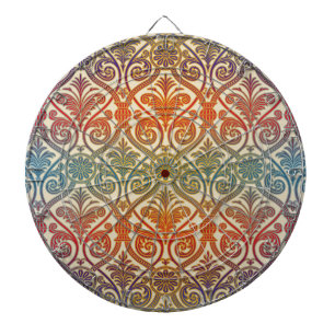 Vintage Damask Contour-Tapete - blau violett Dartscheibe