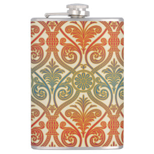 Vintage Damask Contour-Tapete - blau violett Flachmann