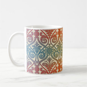 Vintage Damask Contour-Tapete - blau violett Kaffeetasse