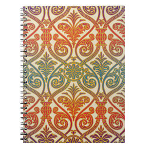 Vintage Damask Contour-Tapete - blau violett Notizblock