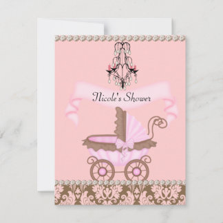 VINTAGE DAMASK GIRL BABY Dusche EINLADEN Einladung