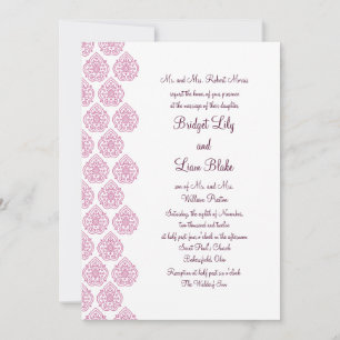 Vintage-Damask-Hochzeits-Einladung (rosa) Einladung