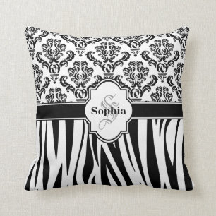 Vintage-Damask-Kühle-Zebrastreifen Kissen