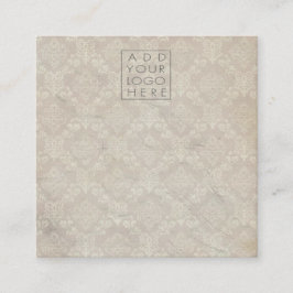 Vintage-Damask-Ohrhänger-Rückseitenkarten mit Logo Quadratische Visitenkarte