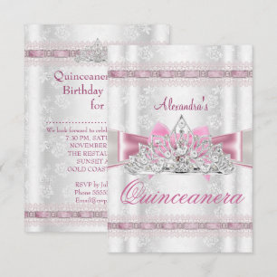 Vintage-Damask-Quinceanera-15.-Geburtstagsfeier sm Einladung
