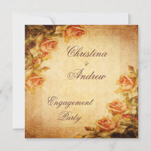 Vintage-Damask-Shabby-Chic-Pfirsichrosen-Hochzeits Einladung