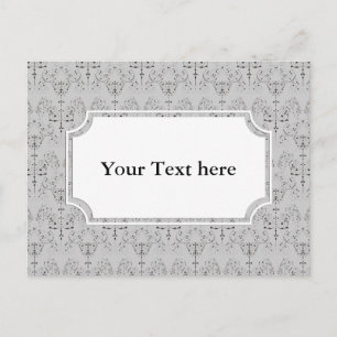 Vintage-Damask-Tapete - schwarz + Ihr Hintergrund. Postkarte