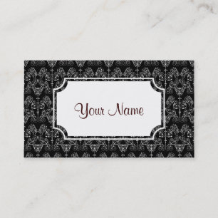 Vintage-Damask-Tapete - weiß + Ihr Hintergrund. Visitenkarte