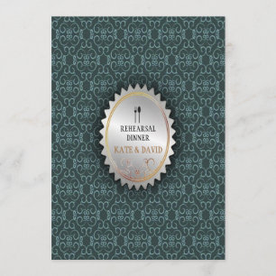 Vintage Damask Verziert Spoon Gabelung Probe Abend Einladung