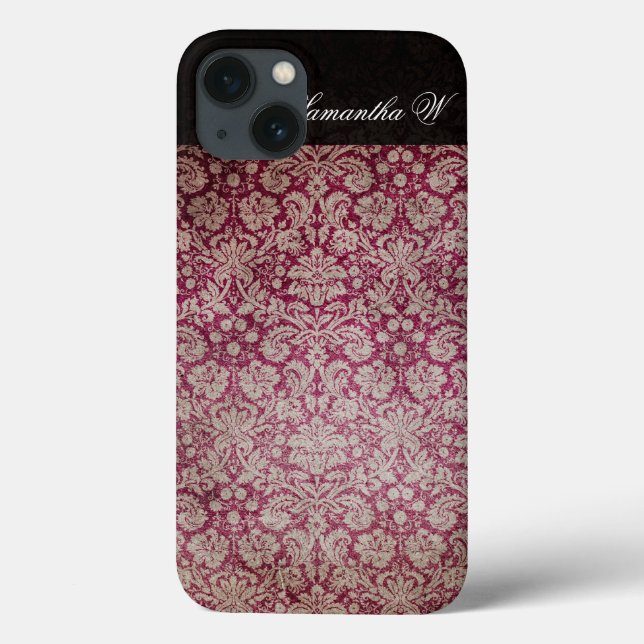 Vintage Damask Wein, Personalisierte iPhone-Hülle Case-Mate iPhone Hülle (Rückseite)
