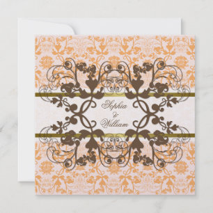 Vintage Damask Wirbel Hochzeitsfeier Einladung