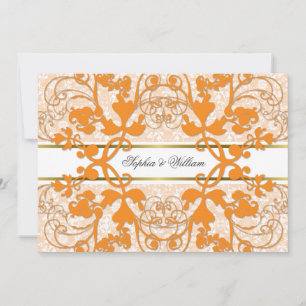 Vintage Damask Wirbel Hochzeitsfeier Einladung