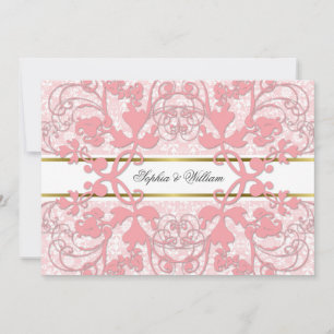 Vintage Damask Wirbel Hochzeitsfeier Einladung
