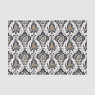 Vintage-Damaskmuster in Grau- und Beigetönen Seidenpapier