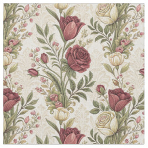 Vintage-Damaskrosengarten-Blumenmuster-Kunstwerk Stoff