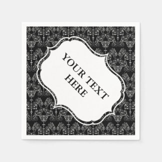 Vintage Damaskus-Tapete - weiß + Ihr Backgr. Serviette