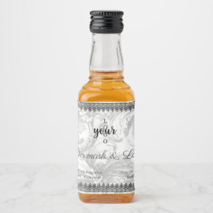 Vintage Damaskus- und Black-Lace-Logo-Parfüm Alkoholflaschenetikett