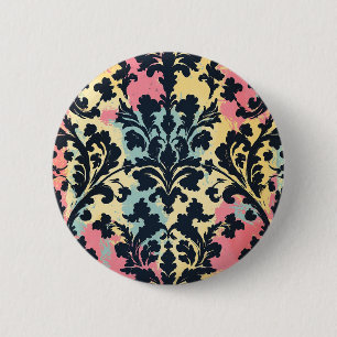 Vintage Damast-Blütenmuster Button