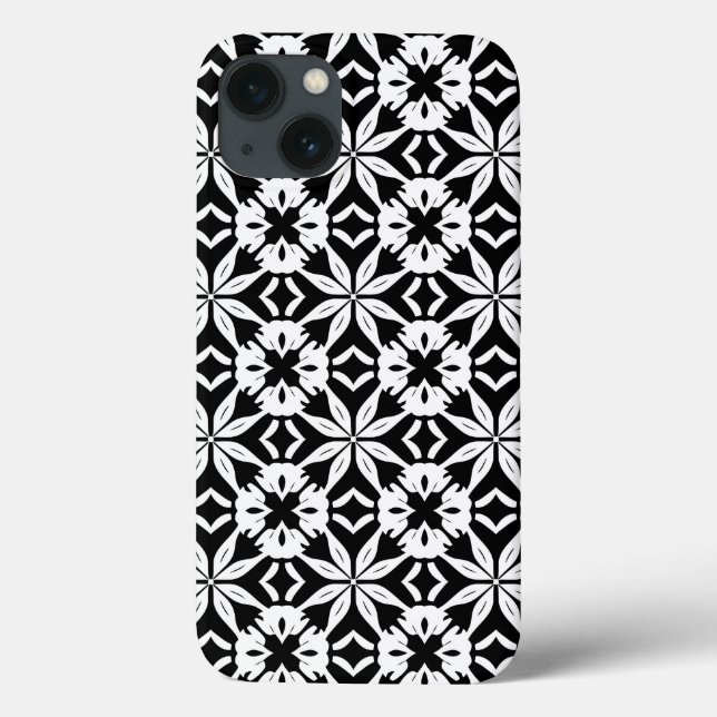 Vintage Damast Chic Schwarz Weiß Muster Case-Mate iPhone Hülle (Rückseite)