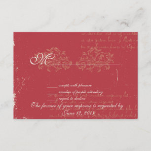 Vintage Damast Hochzeit UAWG Rot RSVP Karte