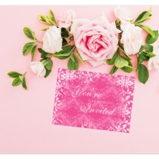 Vintage Damast-Hochzeitseinladungen, Petalrosa Einladung