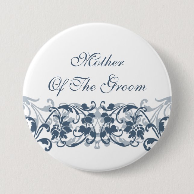 Vintage Damast-Mutter des Bräutigam-Knopfes/des Button (Vorderseite)