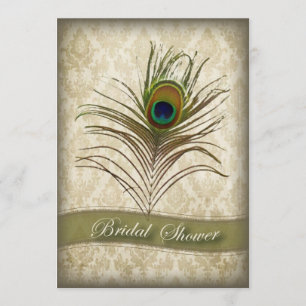 Vintage Damast Pfauenbräunendusche Einladung
