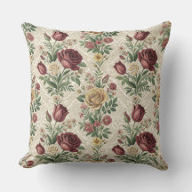 Vintage Damast-Rosen- und Tulpen-Blumenmuster-Kuns