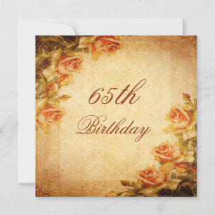 Vintage Damast-Shabby Chic-Pfirsich-Rosen 65. Einladung