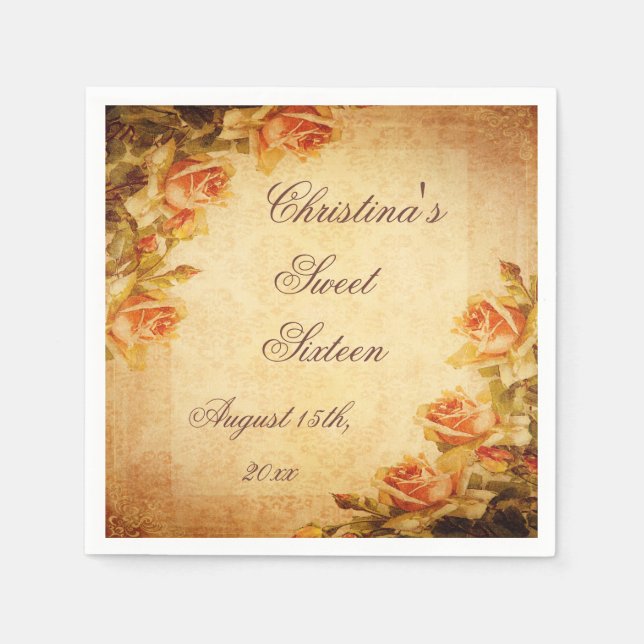 Vintage Damast-Shabby Serviette (Vorderseite)