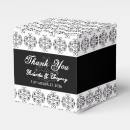 Vintage Damastensehung mit Schwarz-Weiß-Kalligrafi Geschenkschachtel