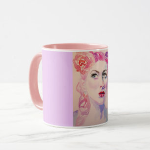 Vintage-Dame 1940er Flieder Lila Aquarell-Tasse Tasse