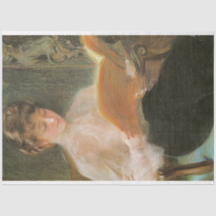 Vintage-Dame beim Lesen Teodor Axentowicz Kunst Seidenpapier