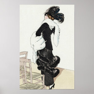 Vintage Dame der Mode, Haute Couture Pelzmantel Poster