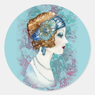 Vintage Dame der Mode- Runder Aufkleber