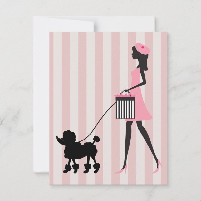 Vintage Dame, die schwarze Poodle läuft (Vorderseite)