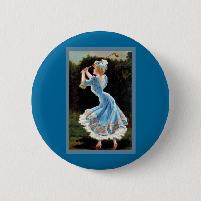 Vintage Dame Golfing Button (Vorderseite)